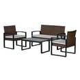 thumbnail image 6 of Elina 4-Piece Modern Coastal Faux Wicker Conversation Outdoor Patio Set, White/Black, 6 of 7