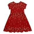 thumbnail image 3 of Millie Loves Lily Girls' Red Holiday Dot Velour Dress With Bow Waistband, Big Girl, Size 8, 3 of 7