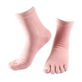 thumbnail image 4 of tredstone 1Pair Comfy Five Toe Socks Cotton High Crew Sock Athletic Solid Socks Pink, 4 of 8