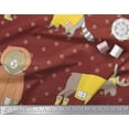 thumbnail image 3 of Soimoi Red Cotton Duck Fabric Dot & Animals Kids Print Fabric by the Yard 42 Inch Wide, 3 of 3
