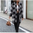 thumbnail image 3 of OUSITAID Femmes 2023 Automne Long Pull à Carreaux Ouvert devant Chunky Tricot Cardigan Pull Manteau, 3 of 7