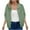 Green, variant on Timegard Light Jackets for Women Eyelet Lapel Neck Long Sleeve Zipper Front Outerwear Casual Crop Jacket