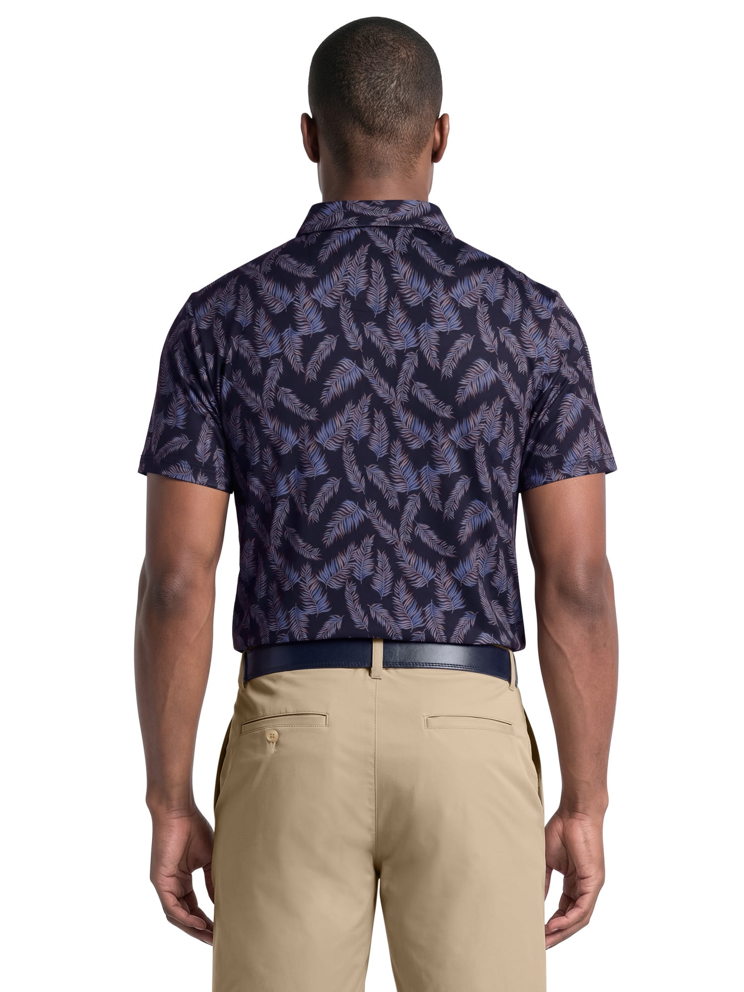 Ben Hogan Performance Men's & Big Men's Fall Leaf Print Short Sleeve Polo Shirt, Sizes S-4XLT