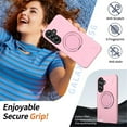 thumbnail image 7 of For Samsung Galaxy A56 5G Ultra Slim Hybrid TPU+PC Protective Cover with Metal Rotation Holder , Compatible MagSafe, Military Grade Shockproof Phone Case Cover,Pink, 7 of 7