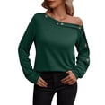 thumbnail image 1 of Jersey de mujer con hombros descubiertos, manga larga, Color puro, sudadera, blusa para Otoño Invierno, 1 of 5