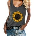 thumbnail image 2 of Workout Tank Tops Woman Sunflower Print Crew Neck Sleeveless Plus Size Racerback T Shirt Drak Gray Basic Cami Shirts XL, 2 of 5