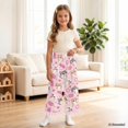 thumbnail image 4 of COEQINE Girls Wide Leg Long Pants with Ruffle Straight Leg High Waisted Summer Trousers Stylish Outfits Flowy Playwear for 7-8 Years Kids, Cat Strawberry Ice Cream Pink, 4 of 8
