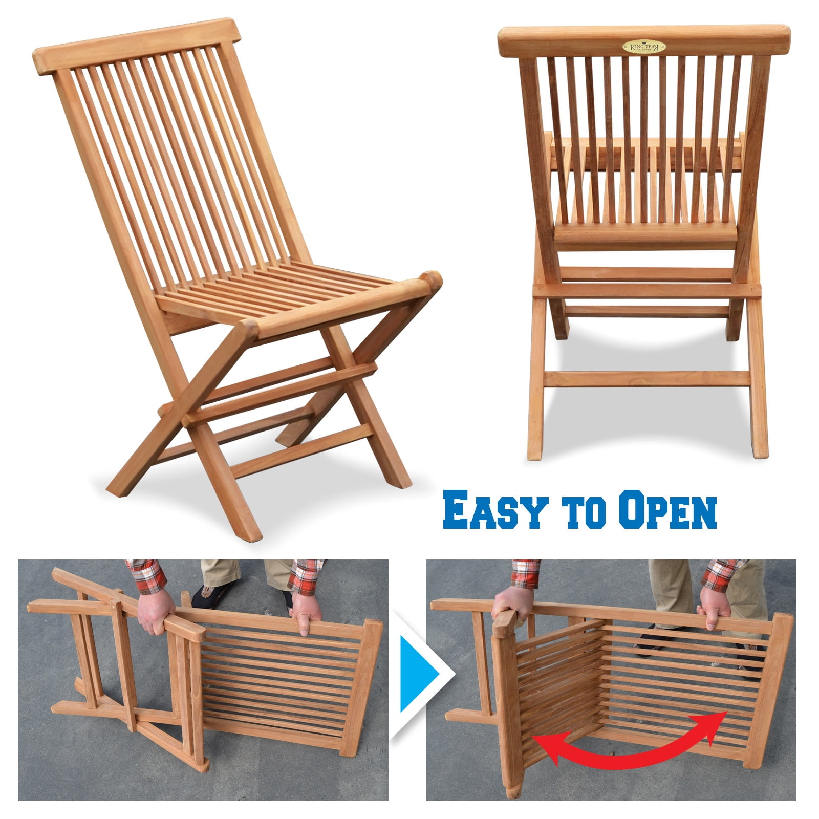 Sunrise Golden Teak Wood Folding Chair Set, 2 PC Folding Chair for Patio, Garden and Yard