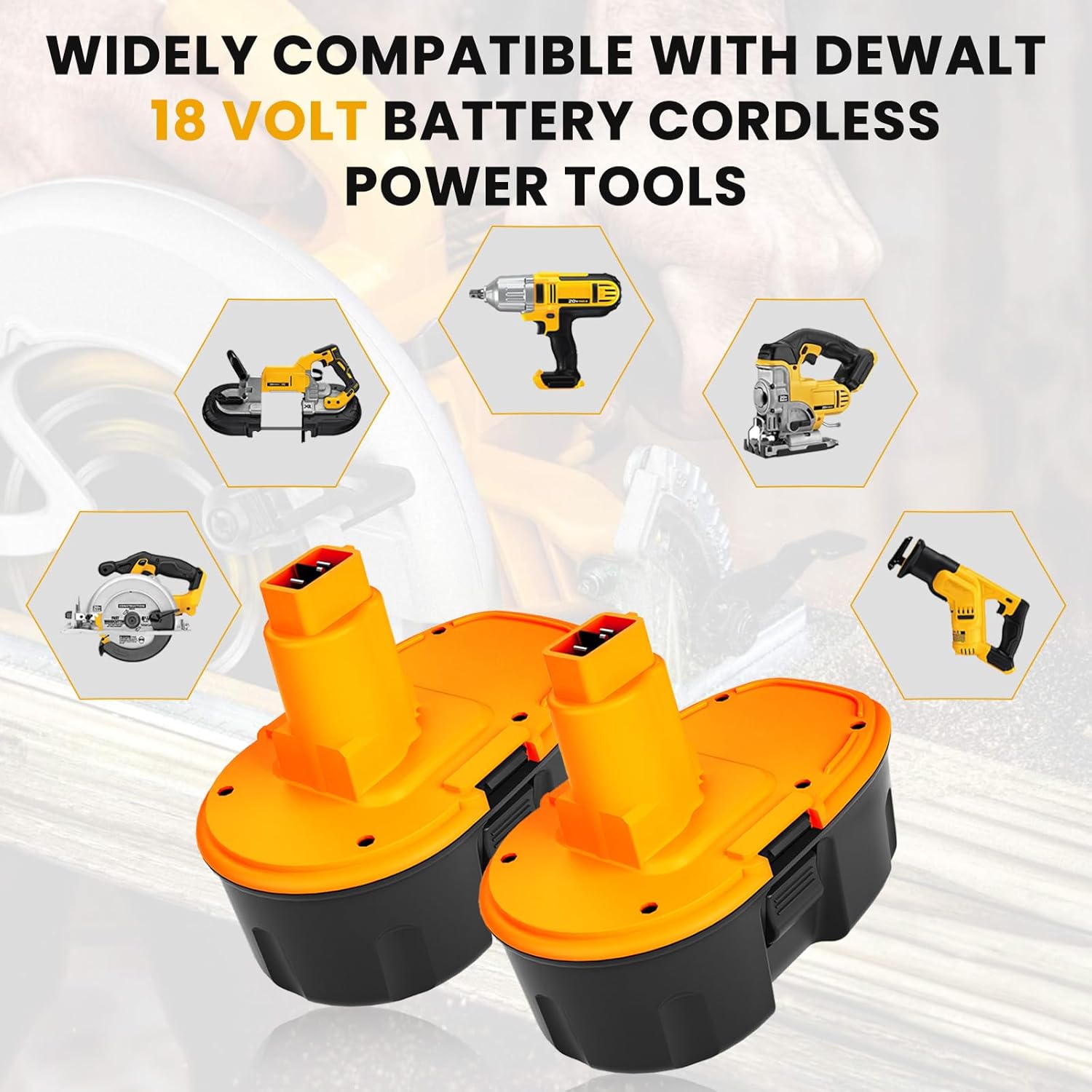 2Packs 4500mAh Ni-Mh 18 Volt DC9096 Battery and DC9310 Charger Compatible with Dewalt 18V Battery XRP DC9096 DC9099 DW9098 DW9099 DW9095 DW9096 DE9039 Cordless Power Tools