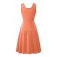 thumbnail image 2 of Innerwin Robe d'Été de Plage Col Rond Femme Robes Midi Fête Couleur Unie Robe Longue Orange Clair m, 2 of 3