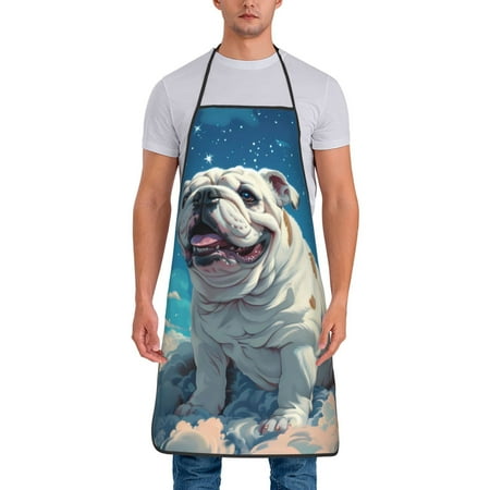 

Gaeub Starry Sky Cloud Bulldog Print Apron for Men and Women Waterproof Apron for Cooking Dishwashing Lab Butcher Dog Grooming