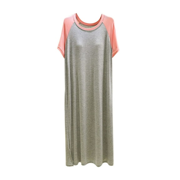 Wdfiry Women's Nightgown T-Shirts Dress Sleepshirts Built-in Bra Short Sleeve Sleepwear Soft Pajama Dress