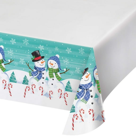 Snowfriends and Flakes Paper Tablecloth