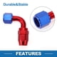 thumbnail image 4 of Adaptador de manguera reductor de flare para hombre Unique Bargains TF-1001-AN10 90° Conector de línea de combustible de aluminio rojo, azul, 4 of 6