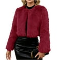 thumbnail image 2 of Ladies Cropped Faux Fur Coat - A Stylish Winter Essential Faux Fur Cardigan Short Jacket Women's Plush Jacket, 2 of 5
