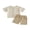 Apricot, variant on BemeyourBBs Toddler Baby Boy Summer Clothes Infant baby Boys Cotton Linen Outfits Short Sleeve Solid Color Button Down Shirt Tops and Elastic Waist Pockets Shorts 2Pcs Set