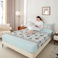 thumbnail image 4 of Homewish Tribal Aztec Square Twin Sheet Sets, Retro Damask Flower Twin Fitted Sheet, Blue Bohemian Style Flat Sheet, Ultra Soft Bedroom Decor, 3 Pieces, 4 of 7