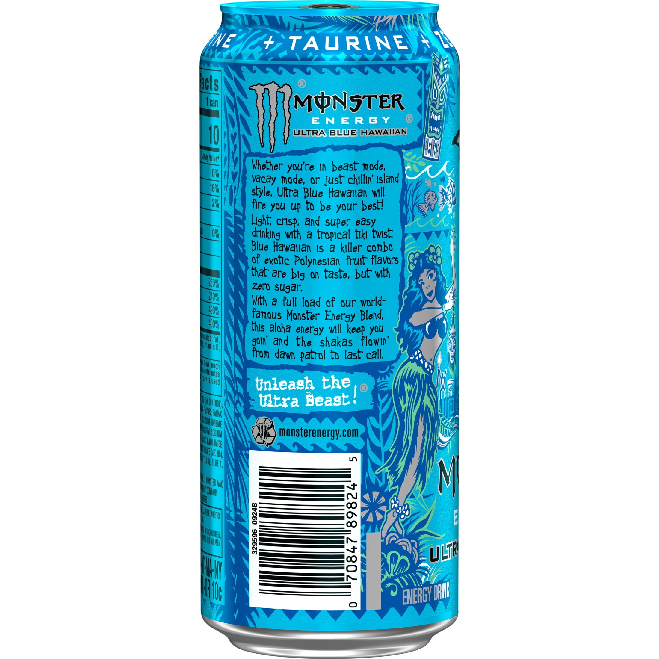 Monster Energy Ultra Blue Hawaiian Sugar Free Energy Drink 16 fl oz Can