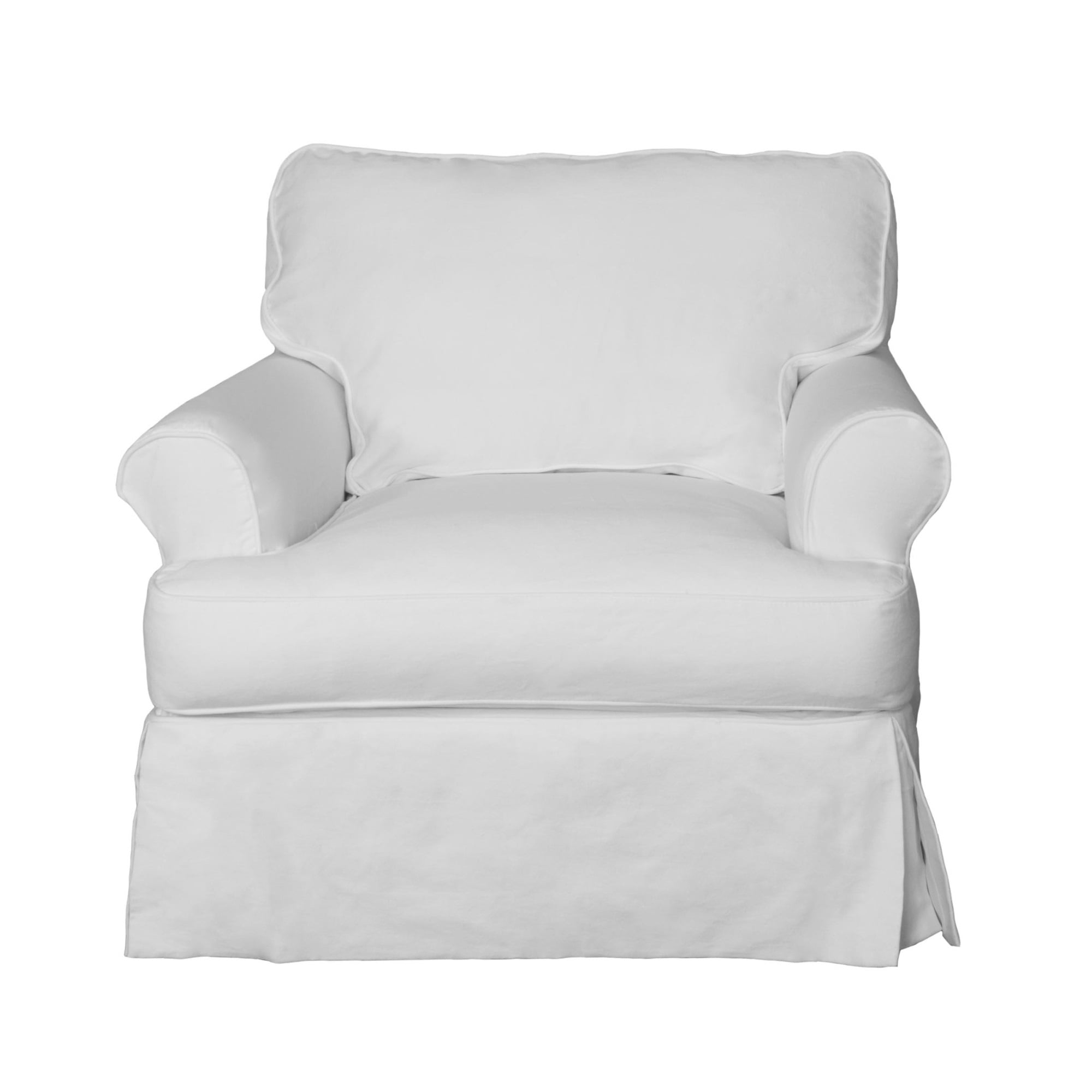 ID 3742744 T-Cushion Chair Slipcover Performance Fabric White 