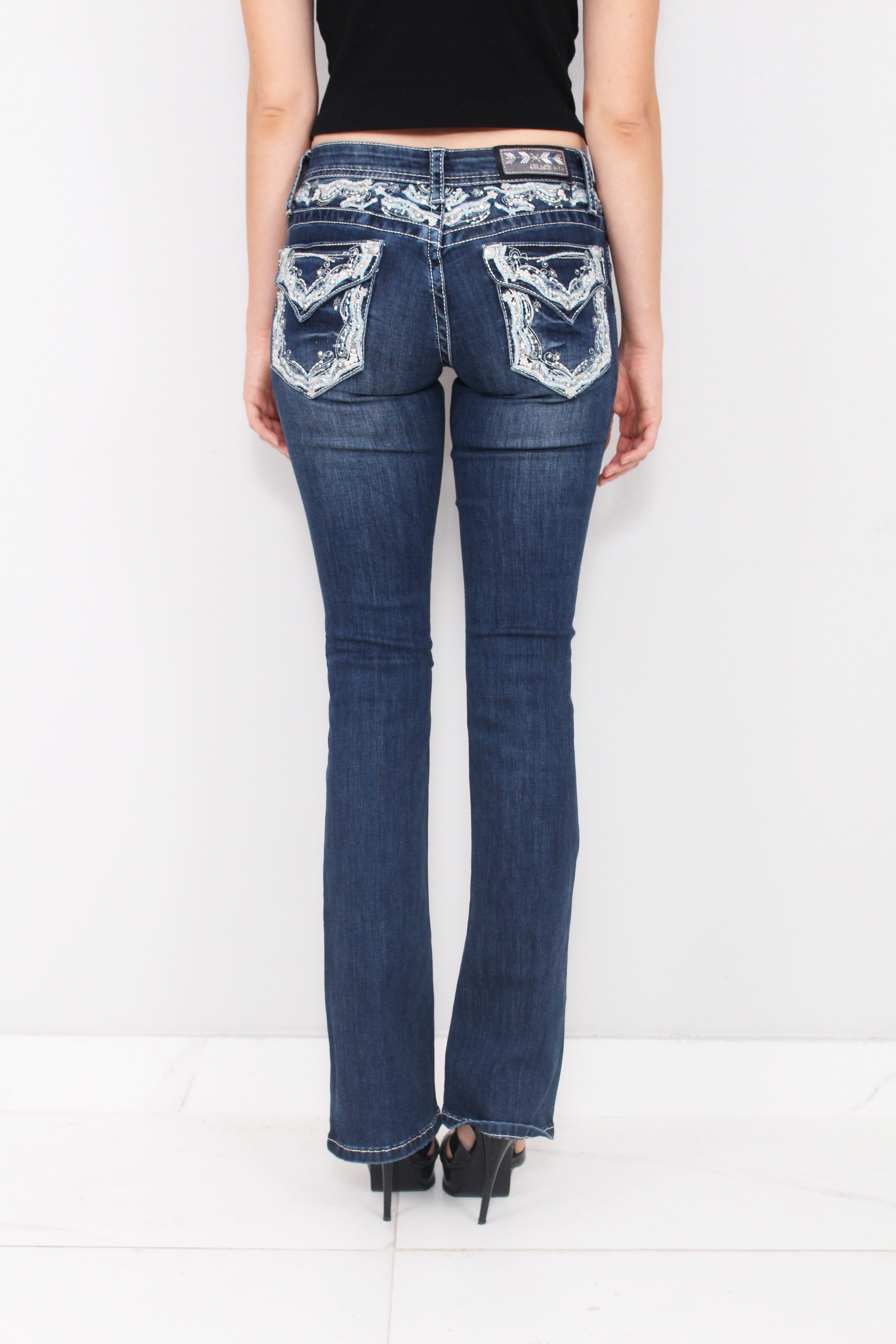 bootcut jeans with rhinestones