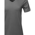 thumbnail image 4 of A2Y Women's Basic Solid Premium Cotton Short Sleeve V-neck T Shirt Tee Tops Ash Grey 1XL, 4 of 6