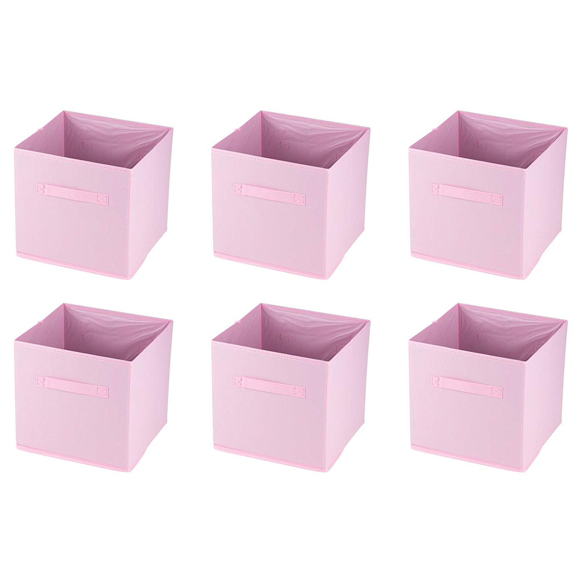 Cube Storage Bins Features 2 Handles and Label Window 13x13x13 Large Storage Cubes Office Fabric Storage Box for Home Beige Set of 6 Storage Bins Foldable Closet Organizers and Storage