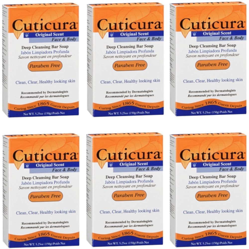 6 Pack Cuticura Deep Cleansing Soap Original Formula 5.25 oz Bar
