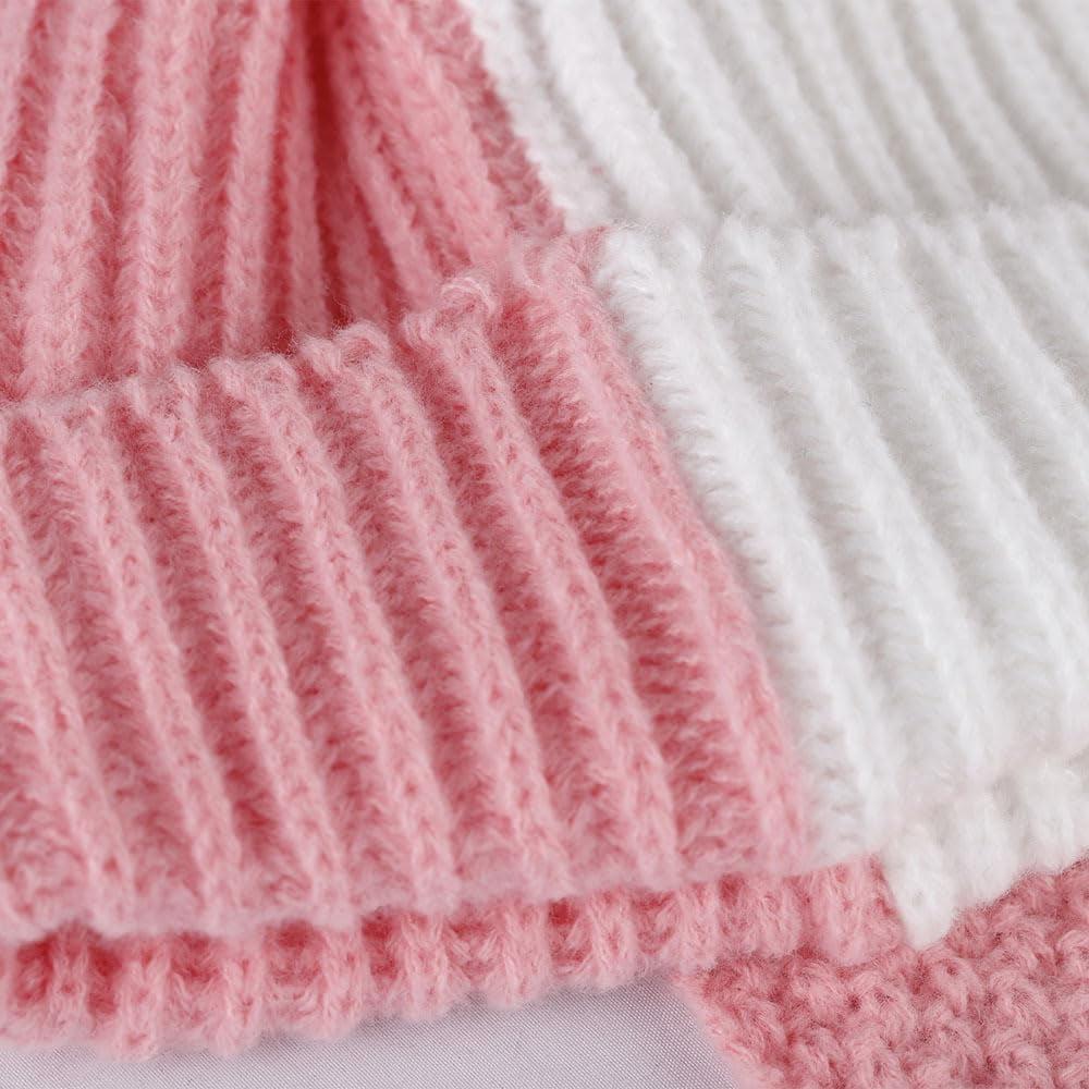 Bunny Beanie Hats for Women Cute Rabbit Beanie Crochet Hats Winter Cap Warm Skull Cap Outdoor Ski Slouchy