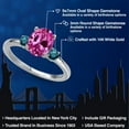 thumbnail image 2 of Gem Stone King 14K White Gold Pink Created Sapphire and Blue Diamond Engagement Ring for Women | 1.20 Cttw | Oval 9X7MM | Gemstone September Birthstone | Size 5, 2 of 6