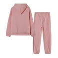 thumbnail image 4 of Dazajoo 2 Piece Sweatshirt Sets for Women Long Sleeve Pullover Hoodies and Elastic Waist Jogger Pants Solid Color Tracksuits with Pockets,Pink,S, 4 of 9