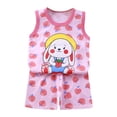 thumbnail image 5 of Myshe Baby Boy Girls Toddler Summer Outfit Short Sleeve T-shirt Elastic Waist Shorts 2 Piece Short Set Summer Outfits For 18-24 Months 2t 3t 4t 5t 6t Summer Outfits kids,Pink,4-5 Years, 5 of 5
