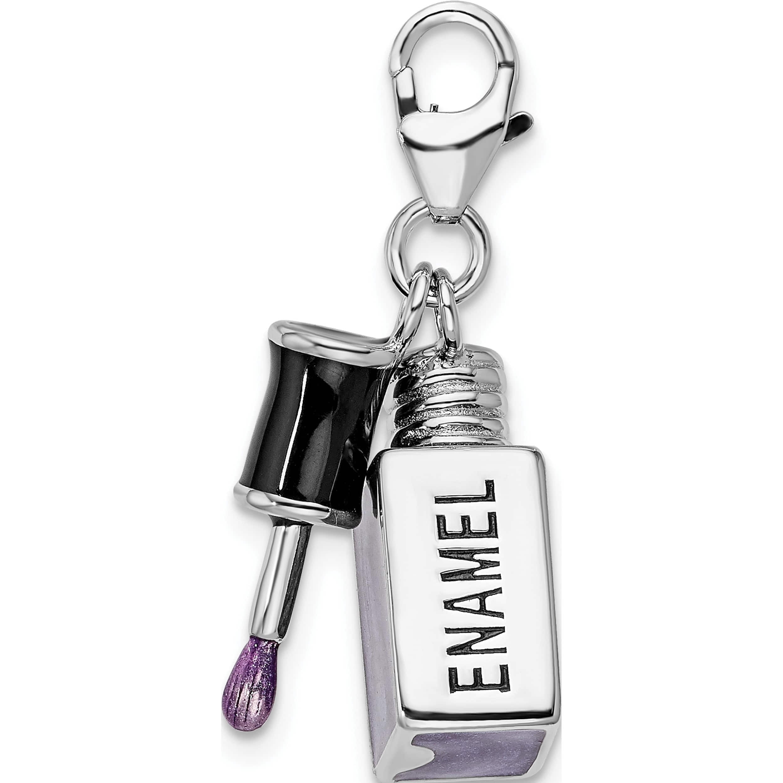 Sterling Silver Amore La Vita Rhod-Pl Enameled 3-D Nail Charm (29 X 16) Made In China qcc885