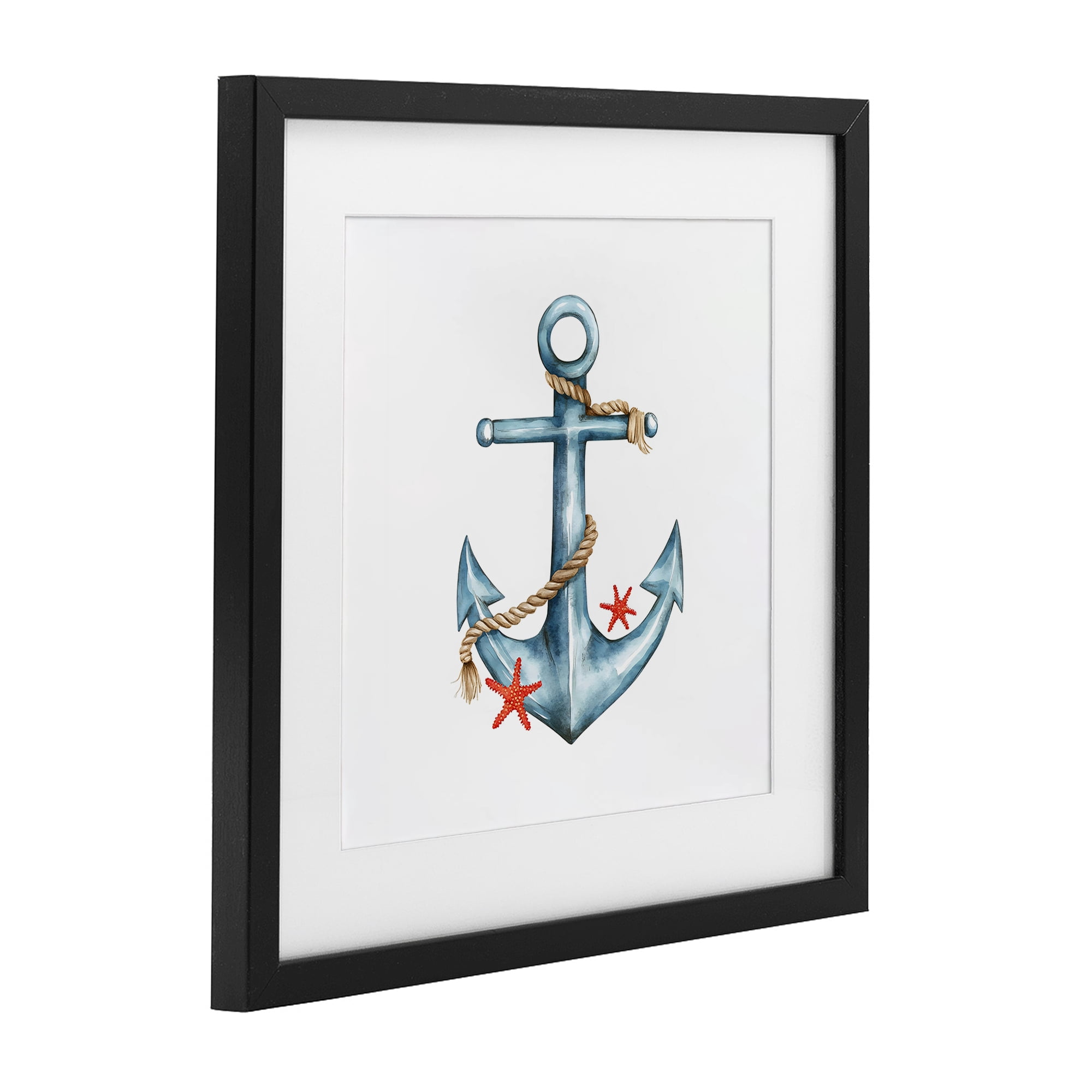 Stupell Industries Cute Sailor Anchor with Starfish Black Framed Print Under Glass, design by LSR Design Studio