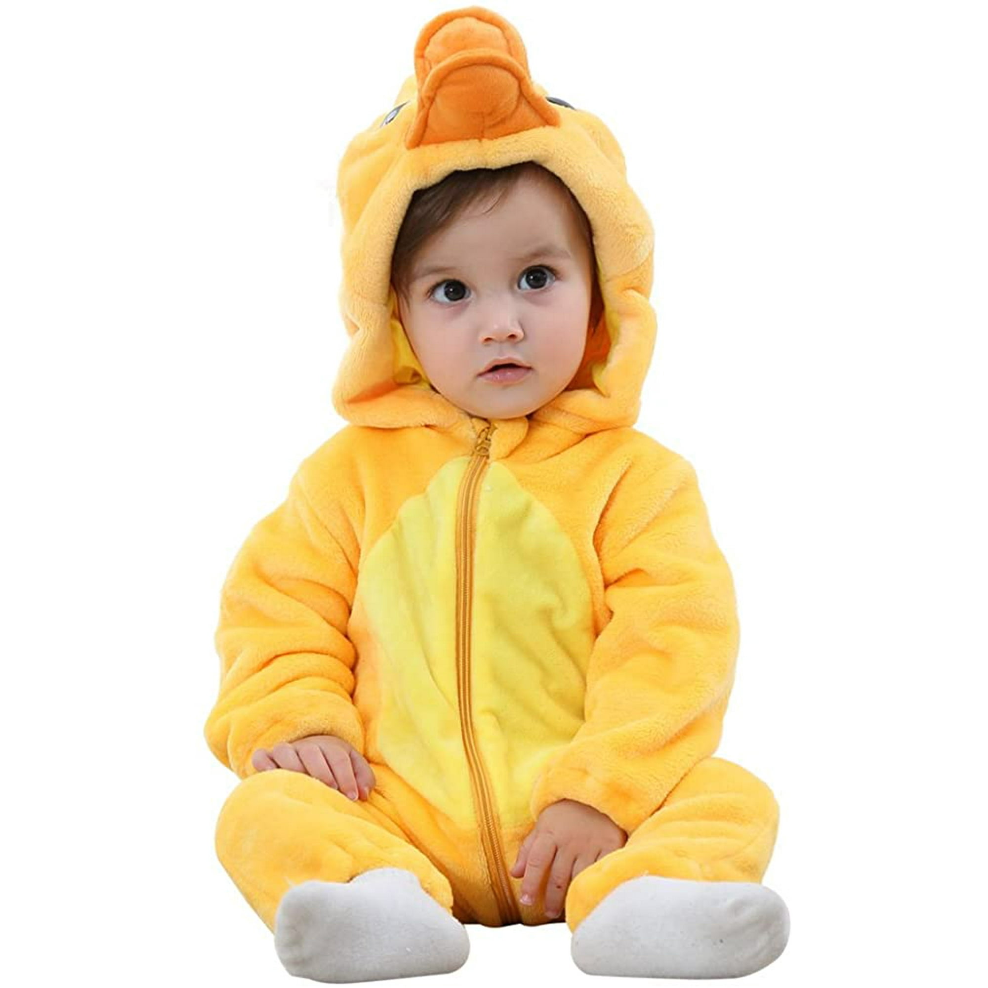 MICHLEY Unisex Baby Hooded Romper Winter Flannel Animal Cosplay Clothes Duck 24 30 Months Walmart