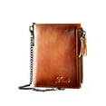 thumbnail image 1 of Cartera Tonnylam de piel de vaca de primera capa, tarjetero antirrobo RFID cepillado de color con monedero con cremallera de cadena, 1 of 7
