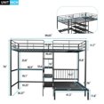 thumbnail image 4 of Harper & Bright Designs Full Over Twin Metal Bunk Bed, L Shaped Loft Bed Frame with Built-in Desk and Shelves, Black, 4 of 13