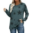 thumbnail image 2 of Stars Tees for Women Full Printed Tops Clothing Crewneck Long Sleeve Pullover Classic-Fit Tees Casual Soft Outfits Spring Fall Clothes Fashion Shirts, 2 of 8