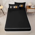 thumbnail image 4 of jejeloiu Cute Cartoon Cat Zipper Full Size Comforter Sets with Fitted Sheet and 2 Pillowcases Kids,Multi Color Kitten Print Zipper Bedding Set,Reversible,4-Piece, 4 of 7