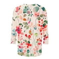 thumbnail image 4 of CYMMPU 3/4 Sleeve Blouses for Women Dressy Casual Loose Fit Fall Fashion Shirts Tunic Tops Round Neck Floral Printed Spring Tops Lightweight Basic T-Shirts S, 4 of 5