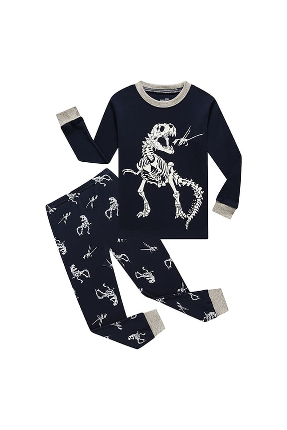 Big Boys Dinosaur Long Sleeve Top Pants Outfits Kids Cotton Sleepwear, Sizes 11-12