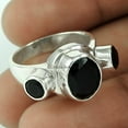 thumbnail image 2 of Black Onyx Natural Gemstone Ring, Multi Stone Stackable Ring For Her, Statement Ring, Classic Ring, Fashionable Ring, Western Ring, Promise Ring, Unique Mothers Day Gifts (Black Onyx, Size 7), 2 of 3
