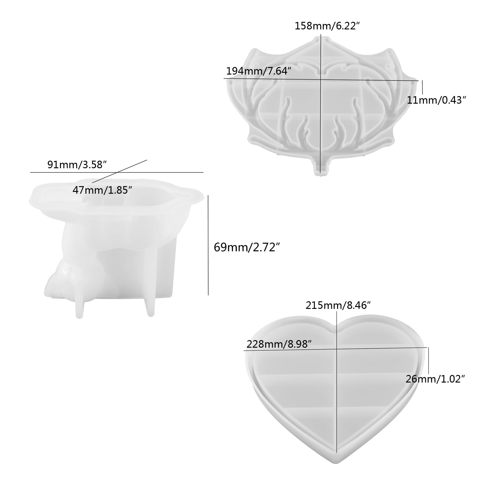 BQBQERT Silicone Resin Mold Epoxy Mold Deer Makeup Jewelry Display Tray Storage Box Mold for Resin Casting