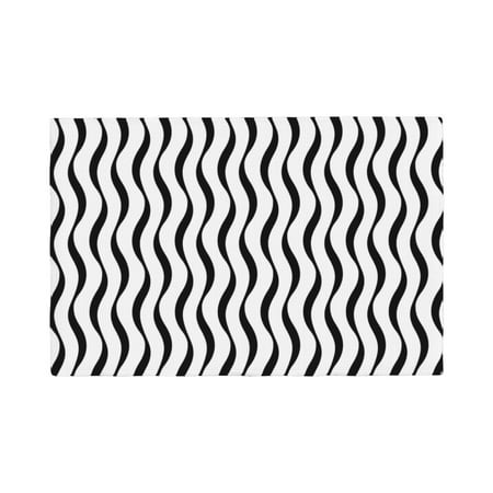 

Placemats Set Of 4 / 6 Black White Wave Pattern Placemats For Dining Table Indoor/Outdoors Heat Resistant Washable Placemats 18 X 12