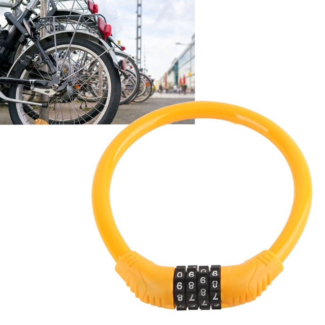 Bike Lock Cable 4 Digit Password, High Security Waterproof Bicycle Locks for Cycling Outdoors, Interlocking Function, Convenient to Carry