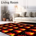 thumbnail image 2 of ODIKA 6'x9' Machine Washable Non-Slip Area Rug, Campfire Flame Dancing Ember Gathering Circle High Traffic Rug, Red, 708871, 2 of 7