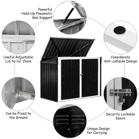 Costway 6x3FT Horizontal Storage Shed 68 Cubic Feet for 