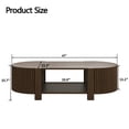 thumbnail image 5 of GZXS Modern Oval Coffee Table in Walnut, Fluted Solid Wood Tea Table with Open Storage and 4 Fluted Doors, Stylish Center Table for Living Room, 47"L x 23.3"W x 15.7"H, 5 of 9