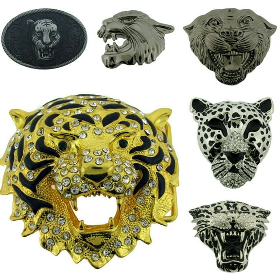 belt buckles lot 6 pieces Lion Panther Leopard Western Style Collection Men New
