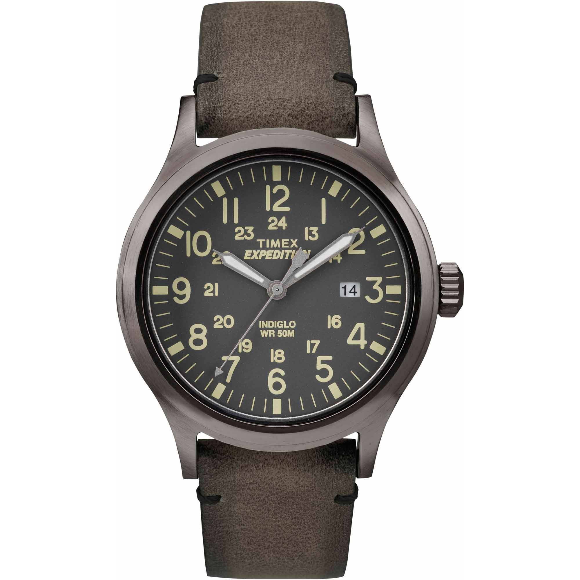 Timex Men's Expedition Scout Watch, Brown Leather Strap by Timex