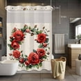 thumbnail image 5 of Floral Wreath No Hooks Shower Curtain with Snap-in Liner Blossoming Rose Shower Curtains for Bathroom, Waterproof, Easy Install, Washable 72"x84", 5 of 9